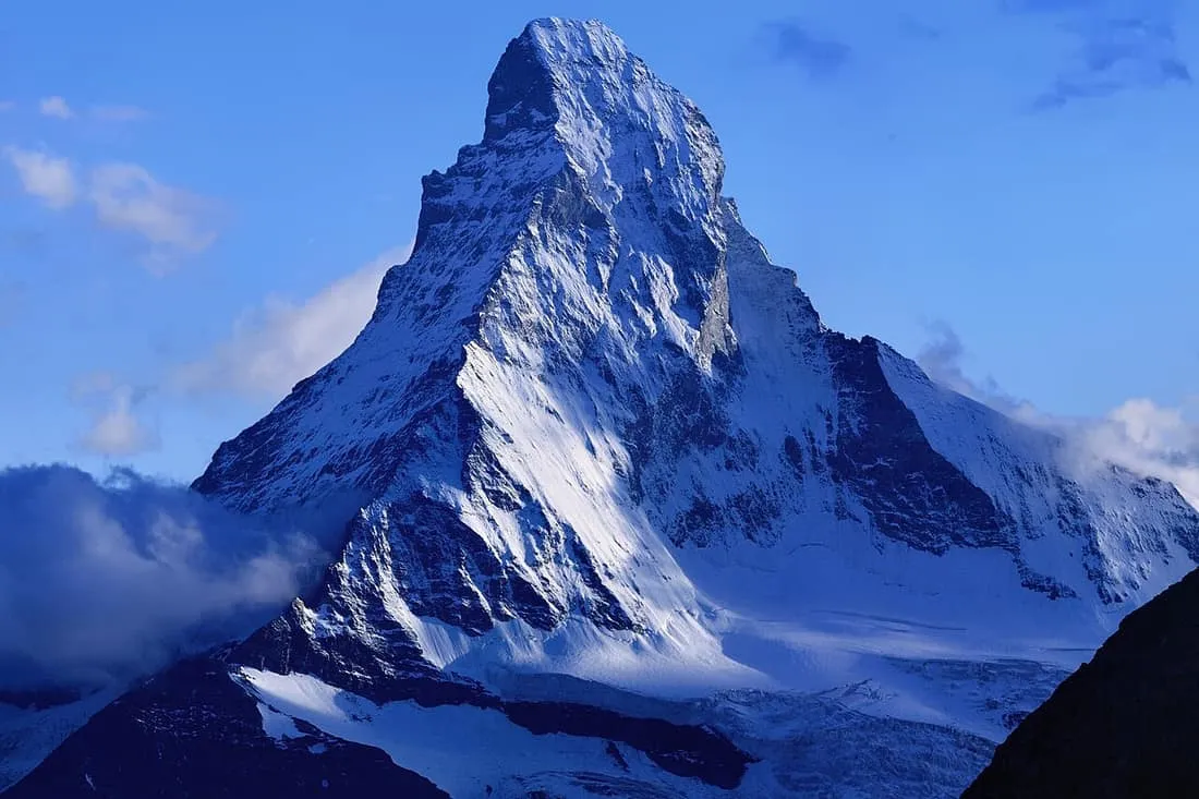 The Matterhorn's pyramid summit above Zermatt — the kind of peak the app names from one photo