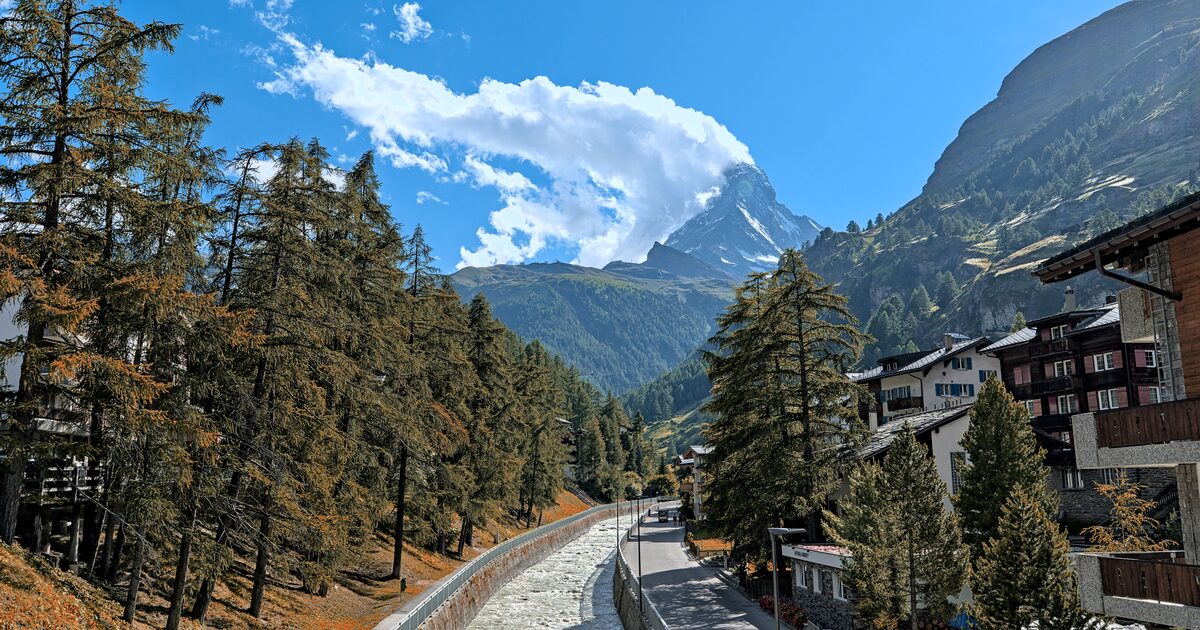 The Matterhorn viewed from the village of Zermatt